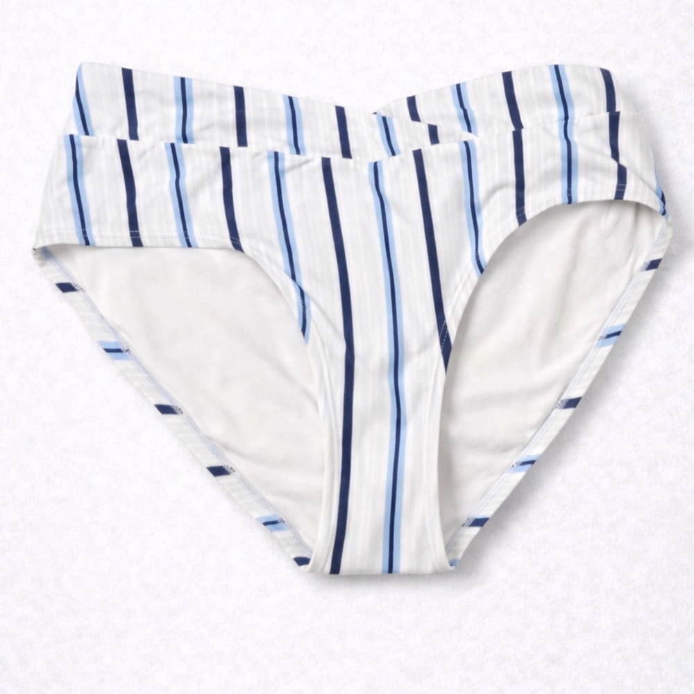 Striped Blue & White Bikini Bottom - Women